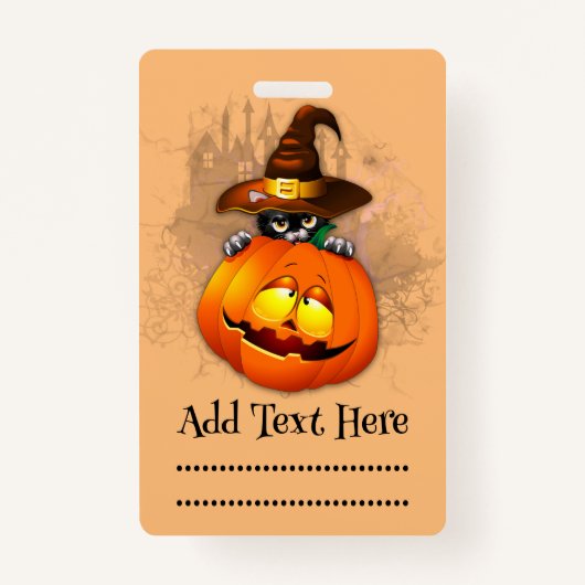 Halloween Cute Kat Witch en Pumpkin Friend Badge (Voorkant)