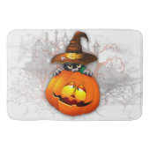 Halloween Cute Kat Witch en Pumpkin Friend Badmat (Voorkant)