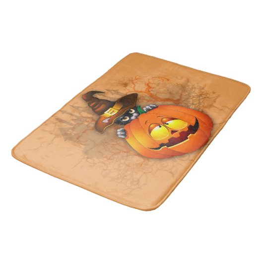 Halloween Cute Kat Witch en Pumpkin Friend Badmat (Gekanteld)