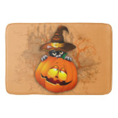 Halloween Cute Kat Witch en Pumpkin Friend Badmat (Voorkant)