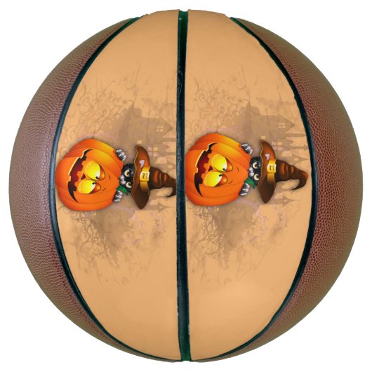 Halloween Cute Kat Witch en Pumpkin Friend Basketbal (Verticaal)