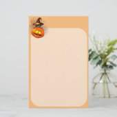 Halloween Cute Kat Witch en Pumpkin Friend Briefpapier (Staand voorkant)