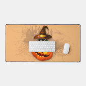 Halloween Cute Kat Witch en Pumpkin Friend Bureaumat (Keyboard & Muis)