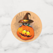 Halloween Cute Kat Witch en Pumpkin Friend Confetti (Kleine voorkant)