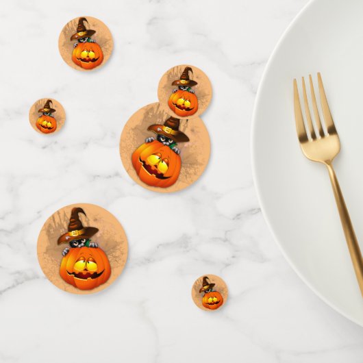 Halloween Cute Kat Witch en Pumpkin Friend Confetti (Groep)