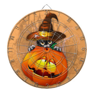 Halloween Cute Kat Witch en Pumpkin Friend Dartbord