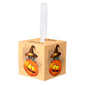 Halloween Cute Kat Witch en Pumpkin Friend Decoratie (Voorkant hoekig)