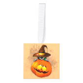 Halloween Cute Kat Witch en Pumpkin Friend Decoratie (Voorkant)