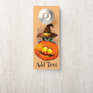 Halloween Cute Kat Witch en Pumpkin Friend Deurhanger
