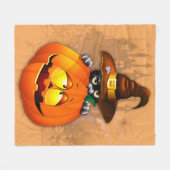 Halloween Cute Kat Witch en Pumpkin Friend Fleece Deken (Voorkant (Horizontaal))