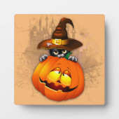 Halloween Cute Kat Witch en Pumpkin Friend Fotoplaat (Voorkant)