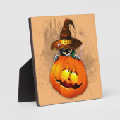 Halloween Cute Kat Witch en Pumpkin Friend Fotoplaat (Voorkant)