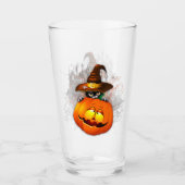 Halloween Cute Kat Witch en Pumpkin Friend Glas (Voorkant)