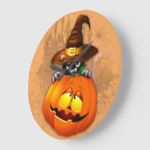 Halloween Cute Kat Witch en Pumpkin Friend Grote Klok (Hoek)