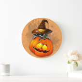 Halloween Cute Kat Witch en Pumpkin Friend Grote Klok (Huis)