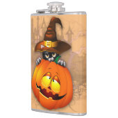 Halloween Cute Kat Witch en Pumpkin Friend Heupfles (Links)