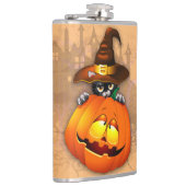 Halloween Cute Kat Witch en Pumpkin Friend Heupfles (Rechts)