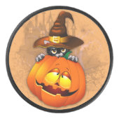 Halloween Cute Kat Witch en Pumpkin Friend Hockey Puck (Voorkant)
