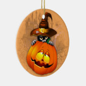 Halloween Cute Kat Witch en Pumpkin Friend Keramisch Ornament (Rechts)