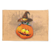 Halloween Cute Kat Witch en Pumpkin Friend Kussensloop (Achterkant)