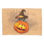 Halloween Cute Kat Witch en Pumpkin Friend Kussensloop (Voorkant)