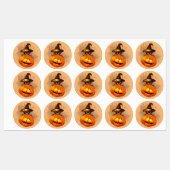 Halloween Cute Kat Witch en Pumpkin Friend Labels (Vel)