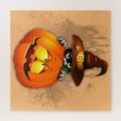 Halloween Cute Kat Witch en Pumpkin Friend Legpuzzel (Horizontaal)