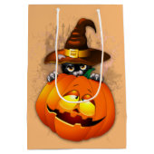 Halloween Cute Kat Witch en Pumpkin Friend Medium Cadeauzakje (Achterkant)