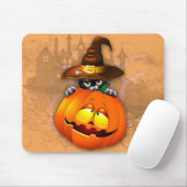 Halloween Cute Kat Witch en Pumpkin Friend Muismat (Met muis)