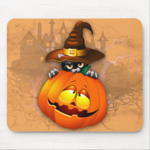 Halloween Cute Kat Witch en Pumpkin Friend Muismat