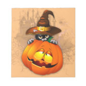 Halloween Cute Kat Witch en Pumpkin Friend Notitieblok (Voorkant)