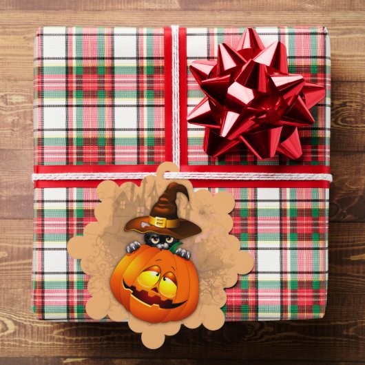 Halloween Cute Kat Witch en Pumpkin Friend Ornament Kaart (Insitu (Geschenk))