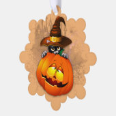 Halloween Cute Kat Witch en Pumpkin Friend Ornament Kaart (Links)