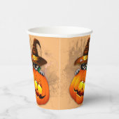 Halloween Cute Kat Witch en Pumpkin Friend Papieren Bekers (Rechts)