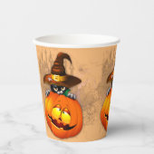 Halloween Cute Kat Witch en Pumpkin Friend Papieren Bekers (Voorkant)