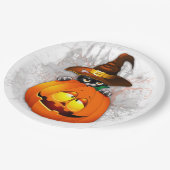 Halloween Cute Kat Witch en Pumpkin Friend Papieren Bordje (Gekanteld)