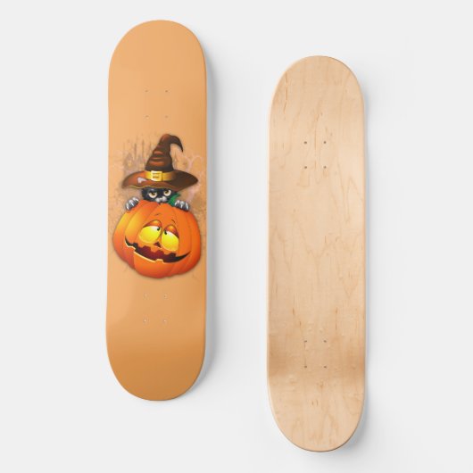 Halloween Cute Kat Witch en Pumpkin Friend Persoonlijk Skateboard (Voorkant)