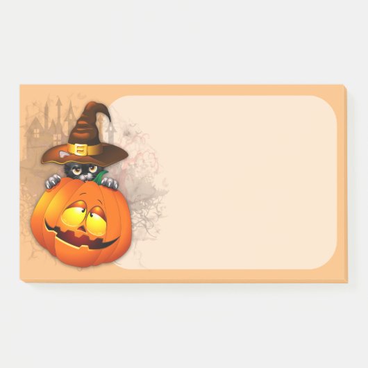 Halloween Cute Kat Witch en Pumpkin Friend Post-it® Notes (Voorkant)