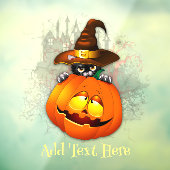 Halloween Cute Kat Witch en Pumpkin Friend Raamsticker (Vel 3)