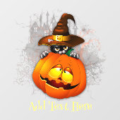 Halloween Cute Kat Witch en Pumpkin Friend Raamsticker (Vel)