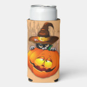 Halloween Cute Kat Witch en Pumpkin Friend Seltzer Blikjeskoeler (Seltzer Voorkant)