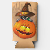 Halloween Cute Kat Witch en Pumpkin Friend Seltzer Blikjeskoeler (Achterkant)