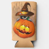 Halloween Cute Kat Witch en Pumpkin Friend Seltzer Blikjeskoeler (Voorkant)