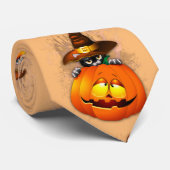 Halloween Cute Kat Witch en Pumpkin Friend Stropdas (Opgerold)