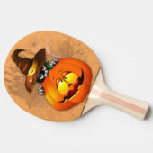 Halloween Cute Kat Witch en Pumpkin Friend Tafeltennisbatje (Zijkant)
