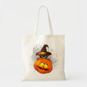 Halloween Cute Kat Witch en Pumpkin Friend Tote Bag (Voorkant)