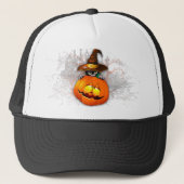 Halloween Cute Kat Witch en Pumpkin Friend Trucker Pet (Voorkant)