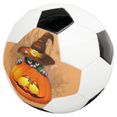 Halloween Cute Kat Witch en Pumpkin Friend Voetbal (Drie kwart)