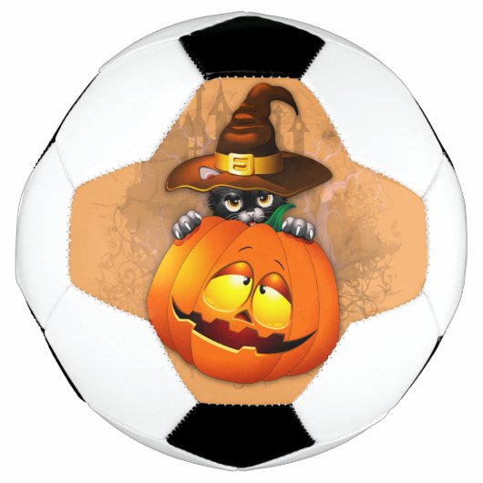 Halloween Cute Kat Witch en Pumpkin Friend Voetbal (Voorkant)