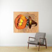 Halloween Cute Kat Witch en Pumpkin Friend Wandkleed (In Situ (horizontaal))